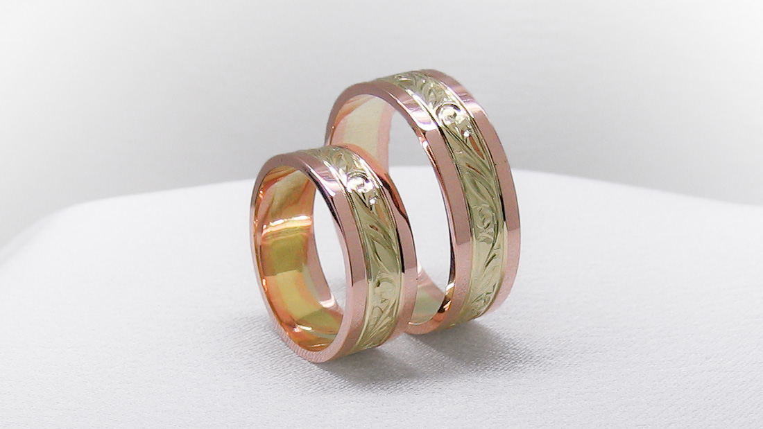 Snubní prsteny ze žlutého a růžového zlata